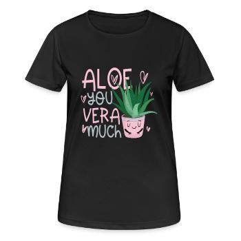 Aloe you vera much Valentinstag Verliebte - Frauen T-Shirt atmungsaktiv - Schwarz - Vorne - AI Model Female 172 light (172cm)