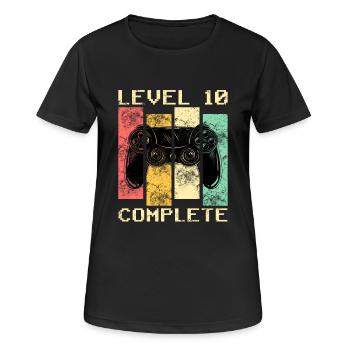 Niveau 10 Chemise 10 ans 10e chemise d’anniversaire - T-shirt respirant Femme - noir - Devant - AI Model Female 172 light (172cm)