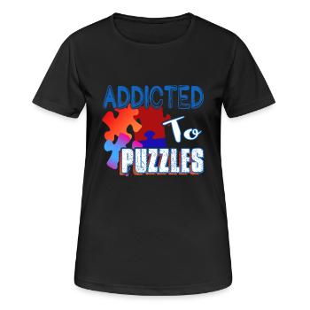 Addicted To Puzzles Funny Jigsaw Puzzle - Women's Breathable T-Shirt - black - Front - AI Model Female 172 light (172cm)