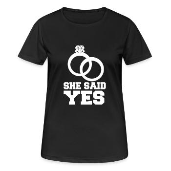 Verlobung Hochzeit Design - Frauen T-Shirt atmungsaktiv - Schwarz - Vorne - AI Model Female 172 light (172cm)