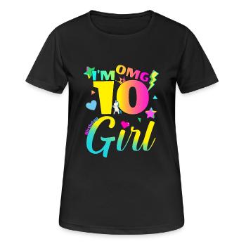 10th birthday girl OMG unicorn party - Women's Breathable T-Shirt - black - Front - AI Model Female 172 light (172cm)