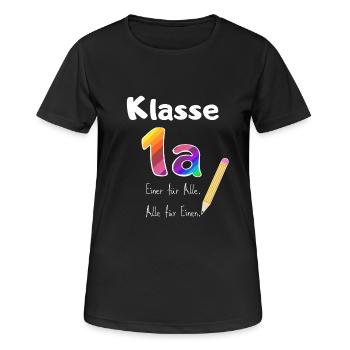 Shirt für Klasse 1a 2020 Einschulung Geschenk - Frauen T-Shirt atmungsaktiv - Schwarz - Vorne - AI Model Female 172 light (172cm)