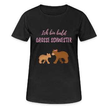 Bald grosse Schwester / werde große Schwester - Frauen T-Shirt atmungsaktiv - Schwarz - Vorne - AI Model Female 172 light (172cm)