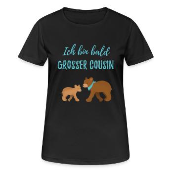 Ich bin bald grosser Cousin / werde großer Cousin - Frauen T-Shirt atmungsaktiv - Schwarz - Vorne - AI Model Female 172 light (172cm)