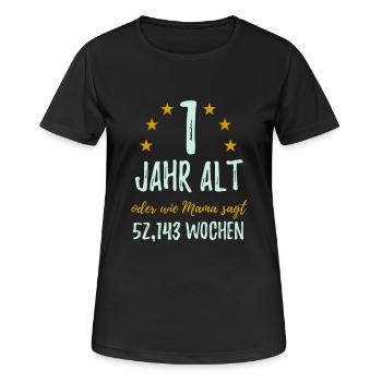 Geburtstagsshirt 1. Geburtstag 1 Jahr alt - Frauen T-Shirt atmungsaktiv - Schwarz - Vorne - AI Model Female 172 light (172cm)
