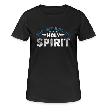 This Guy Runs On Holy Spirit Heiliger Geist - Frauen T-Shirt atmungsaktiv - Schwarz - Vorne - AI Model Female 172 light (172cm)