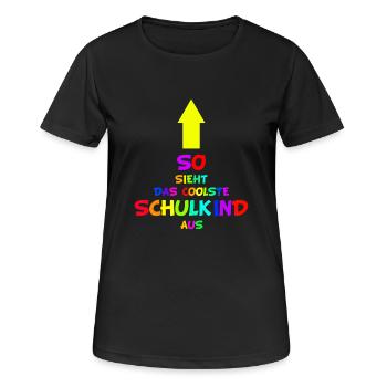 Kinder Schulanfänger Schulanfang Schulkind 2021 - Frauen T-Shirt atmungsaktiv - Schwarz - Vorne - AI Model Female 172 light (172cm)