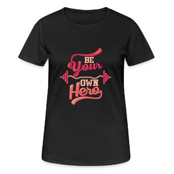Fitness - Frauen T-Shirt atmungsaktiv - Schwarz - Vorne - AI Model Female 172 light (172cm)