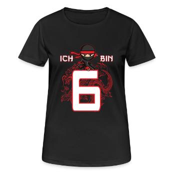 6 Jahre alt mit Drache - Frauen T-Shirt atmungsaktiv - Schwarz - Vorne - AI Model Female 172 light (172cm)