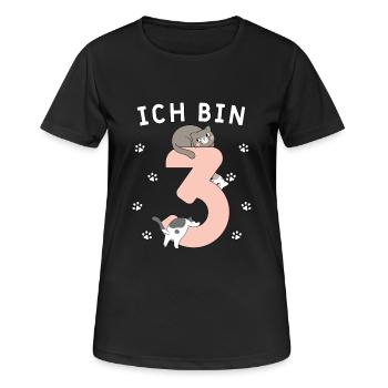 Drei Jahre alt | Katze - Frauen T-Shirt atmungsaktiv - Schwarz - Vorne - AI Model Female 172 light (172cm)