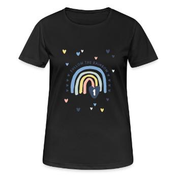 First Birthday - First Year of Life Rainbow - Women's Breathable T-Shirt - black - Front - AI Model Female 172 light (172cm)