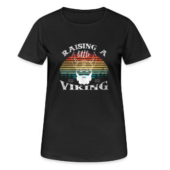 Raising A Little Viking Wikinger Baby Kinder - Frauen T-Shirt atmungsaktiv - Schwarz - Vorne - AI Model Female 172 light (172cm)