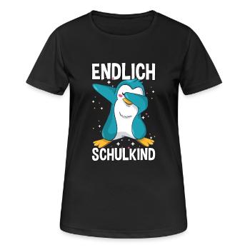Endlich Schulkind Dabbing Pinguin Einschulung - Frauen T-Shirt atmungsaktiv - Schwarz - Vorne - AI Model Female 172 light (172cm)