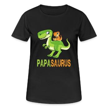 Papasaurus Long Neck Son Papa Father's Day Dinosaur - Women's Breathable T-Shirt - black - Front - AI Model Female 172 light (172cm)