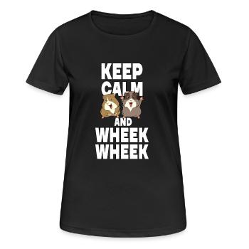 Keep Calm And Wheek Wheek Propriétaires de cobayes - T-shirt respirant Femme - noir - Devant - AI Model Female 172 light (172cm)