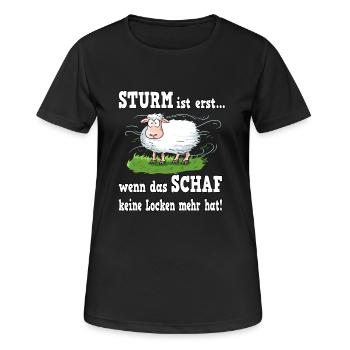 Schafe für einen Ostsee und Nordsee Urlauber - Frauen T-Shirt atmungsaktiv - Schwarz - Vorne - AI Model Female 172 light (172cm)