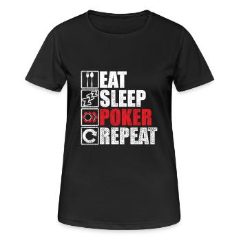 Poker Poker Chips Poker Case Ensemble de poker - T-shirt respirant Femme - noir - Devant - AI Model Female 172 light (172cm)
