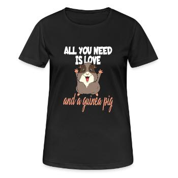 Conception d'amour et de cochons d'Inde - T-shirt respirant Femme - noir - Devant - AI Model Female 172 light (172cm)