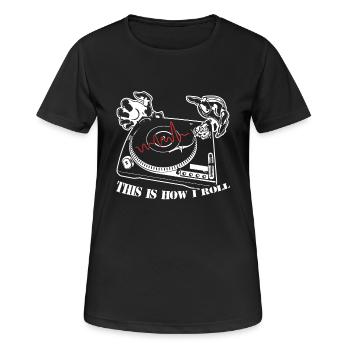 DJ So rollt DJ - Frauen T-Shirt atmungsaktiv - Schwarz - Vorne - AI Model Female 172 light (172cm)