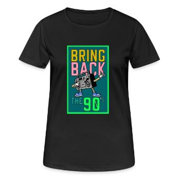 90er jahre 90er jahre Kostüm 90er Outfit 90er Mode - Frauen T-Shirt atmungsaktiv - Schwarz - Vorne - AI Model Female 172 light (172cm)