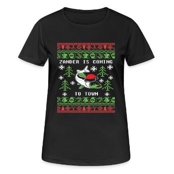 Le sandre de pêche laide de Noël arrive - T-shirt respirant Femme - noir - Devant - AI Model Female 172 light (172cm)