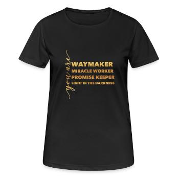 Waymaker & Christlicher Glaube | Lobpreis Anbetung - Frauen T-Shirt atmungsaktiv - Schwarz - Vorne - AI Model Female 172 light (172cm)