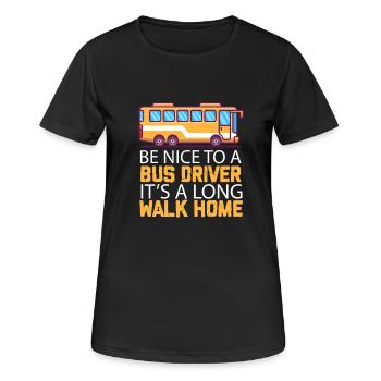 Bus chauffeur de bus bus scolaire chauffeur de bus chemise - T-shirt respirant Femme - noir - Devant - AI Model Female 172 light (172cm)