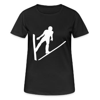 Skispringen Skifliegen Skispringer - Frauen T-Shirt atmungsaktiv - Schwarz - Vorne - AI Model Female 172 light (172cm)