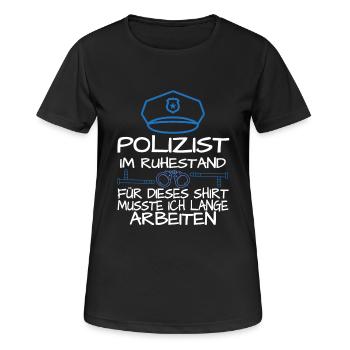 Polizist im Ruhestand Verabschiedung in Pension - Frauen T-Shirt atmungsaktiv - Schwarz - Vorne - AI Model Female 172 light (172cm)