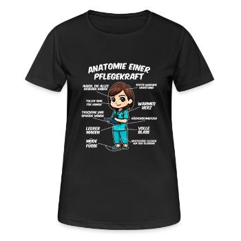 Anatomie einer Pflegekraft - Frauen T-Shirt atmungsaktiv - Schwarz - Vorne - AI Model Female 172 light (172cm)