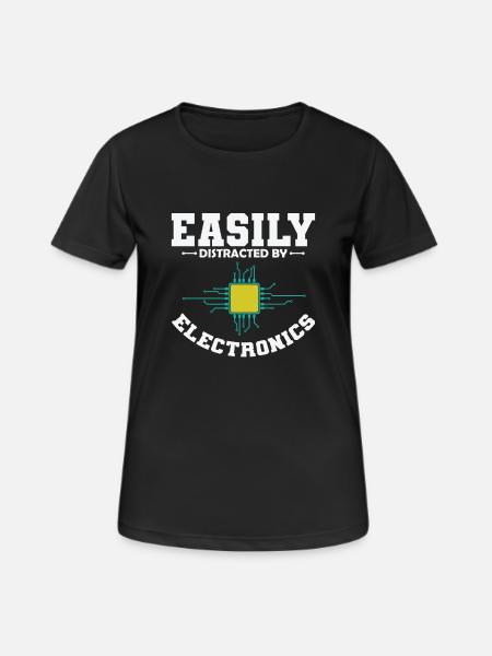 Easily Distracted By Electronics Profession - Women's Breathable T-Shirt - black