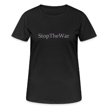 Stoppt den Krieg - Stop The War - Frauen T-Shirt atmungsaktiv - Schwarz - Vorne - AI Model Female 172 light (172cm)