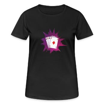 Poker ou Skat Card Game Texas Holdem - T-shirt respirant Femme - noir - Devant - AI Model Female 172 light (172cm)