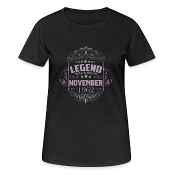 Geburtstag Sprüche November 1962 60 Jahre Mann - Frauen T-Shirt atmungsaktiv - Schwarz - Vorne - AI Model Female 172 light (172cm)