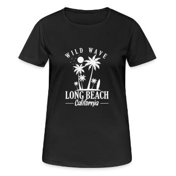 Wild Wave long Beach Californie surf - T-shirt respirant Femme - noir - Devant - AI Model Female 172 light (172cm)