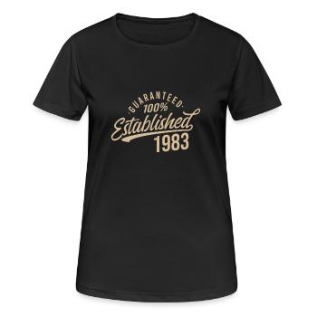 Garantiert Established im jahr 1983 Geburtstag - Frauen T-Shirt atmungsaktiv - Schwarz - Vorne - AI Model Female 172 light (172cm)