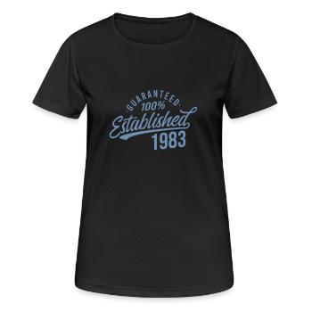 Garantiert Established im jahr 1983 Geburtstag - Frauen T-Shirt atmungsaktiv - Schwarz - Vorne - AI Model Female 172 light (172cm)