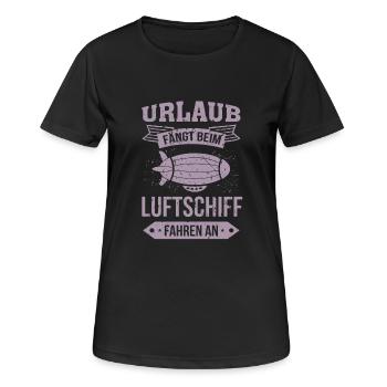 Luftschiff Urlaub fängt an - Frauen T-Shirt atmungsaktiv - Schwarz - Vorne - AI Model Female 172 light (172cm)