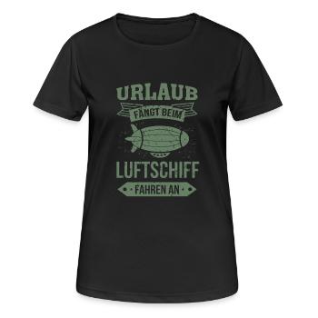 Luftschiff Urlaub fängt an - Frauen T-Shirt atmungsaktiv - Schwarz - Vorne - AI Model Female 172 light (172cm)