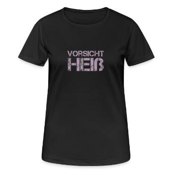 vorsicht heiss - Frauen T-Shirt atmungsaktiv - Schwarz - Vorne - AI Model Female 172 light (172cm)