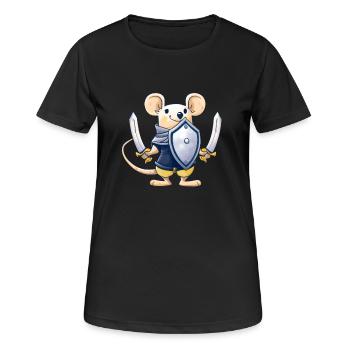 Mignon souris Kawaii Sword Shield Knight - T-shirt respirant Femme - noir - Devant - AI Model Female 172 light (172cm)