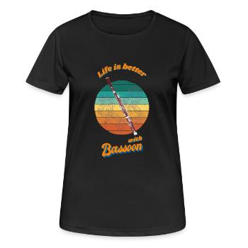Life is better with Bassoon - Frauen T-Shirt atmungsaktiv - Schwarz - Vorne - AI Model Female 172 light (172cm)