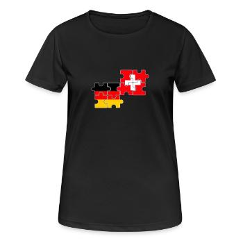 Suisse Allemagne Drapeau Allemand Suisse - T-shirt respirant Femme - noir - Devant - AI Model Female 172 light (172cm)