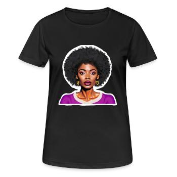 Schwarze Frau mit Afro - Frauen T-Shirt atmungsaktiv - Schwarz - Vorne - AI Model Female 172 light (172cm)