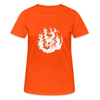 Burning Bone Skull Gothic Styl - T-shirt respirant Femme - orange néon - Devant - AI Model Female 172 dark (172cm)