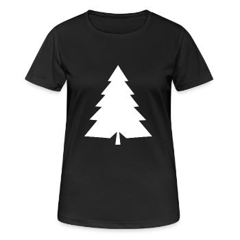 Vielseitiger Zauber: Weißer Tannenbaum Silhouette - Frauen T-Shirt atmungsaktiv - Schwarz - Vorne - AI Model Female 172 light (172cm)