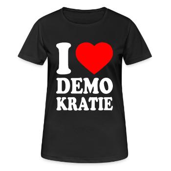 i love demokratie - Frauen T-Shirt atmungsaktiv - Schwarz - Vorne - AI Model Female 172 light (172cm)