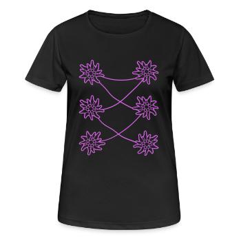 Weiße Alpen Edelweiß Blume Bergblume Berge Wandern - Frauen T-Shirt atmungsaktiv - Schwarz - Vorne - AI Model Female 172 light (172cm)