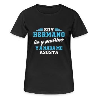 Ich bin Bruder, Onkel und Patenonkel und nichts macht mir Angst - Frauen T-Shirt atmungsaktiv - Schwarz - Vorne - AI Model Female 172 light (172cm)