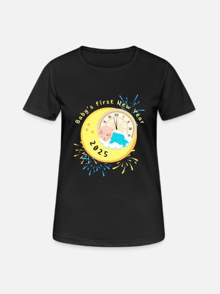 Baby erstes Neujahr 2025 Junge - Frauen T-Shirt atmungsaktiv - Schwarz